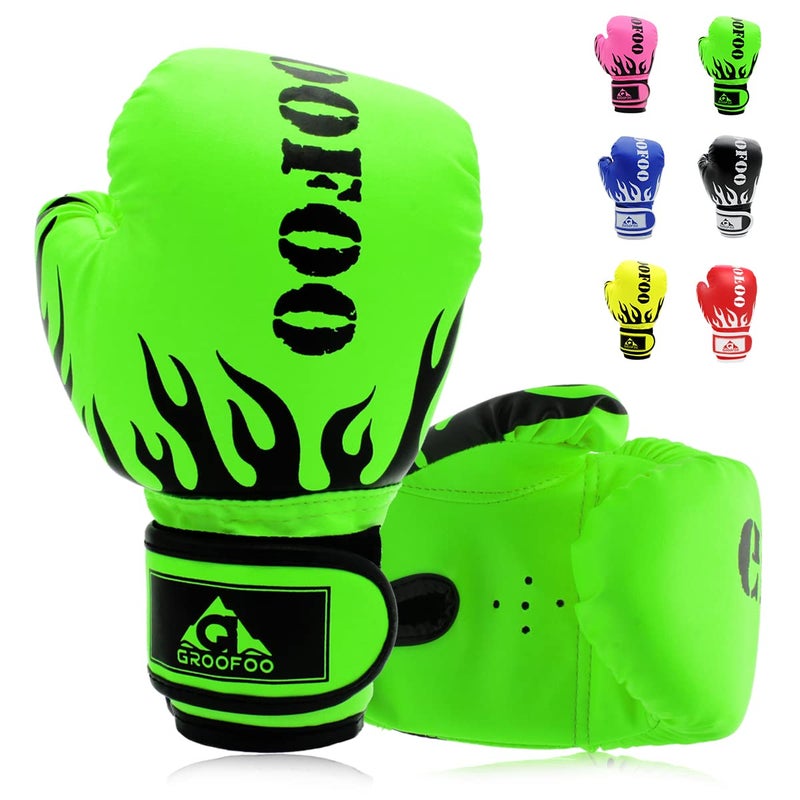 GROOFOO Kids Boxing Gloves 6oz Punching Gloves for Kids Youth Traning Gloves for Punching Bag Kickboxing Sparring Muay Thai MMA Fight Gloves - Image 1
